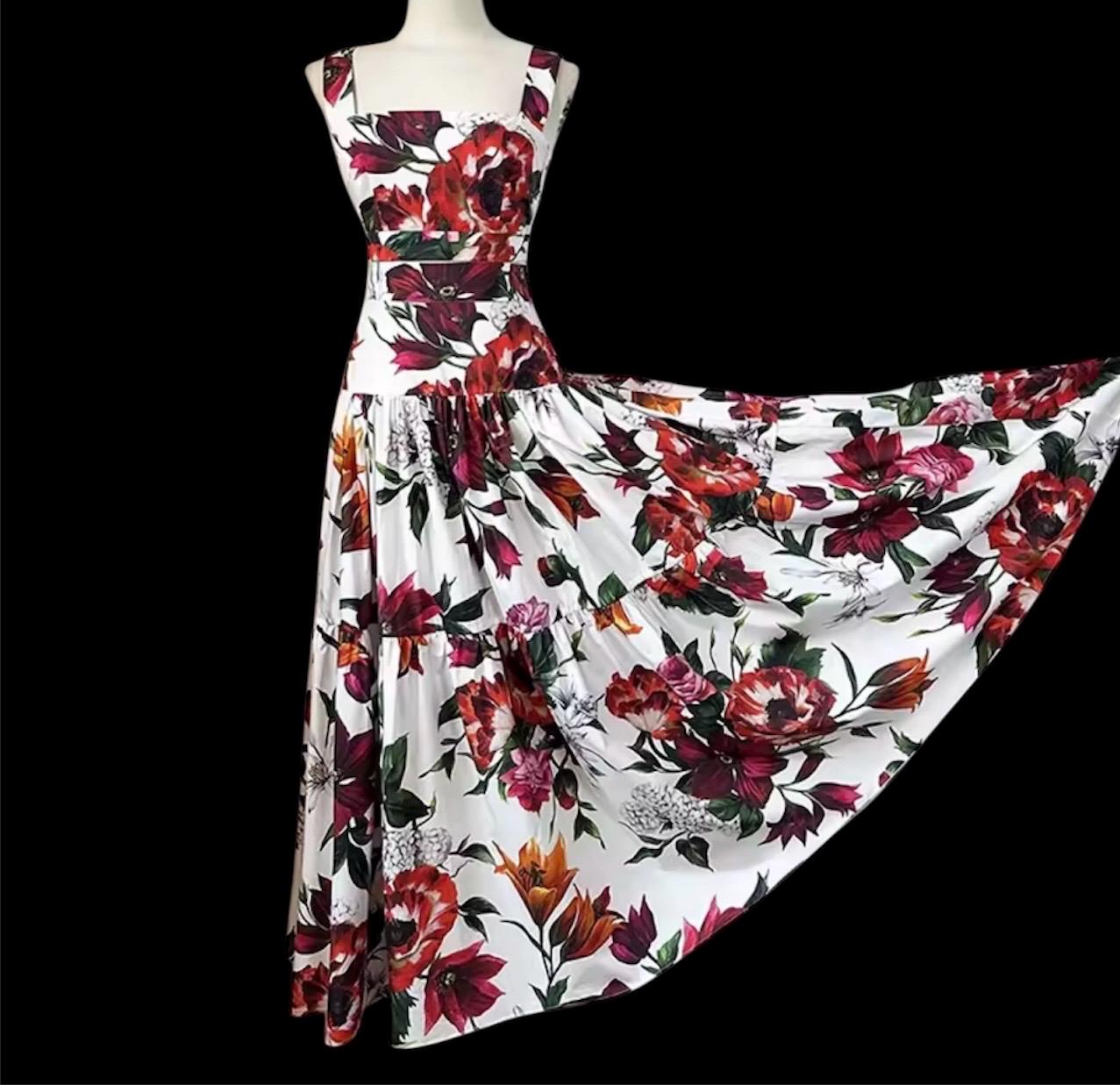 Handmade Italian Tiles Style Floral print Set Crop Top and Skirt Summer dress cotton