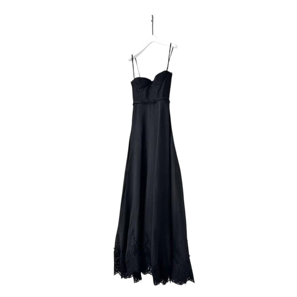 Handmade Linen Silk Midi Dress: Italian Designer Black Dress