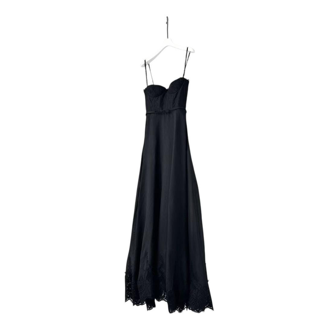 Handmade Linen Silk Midi Dress: Italian Designer Black Dress