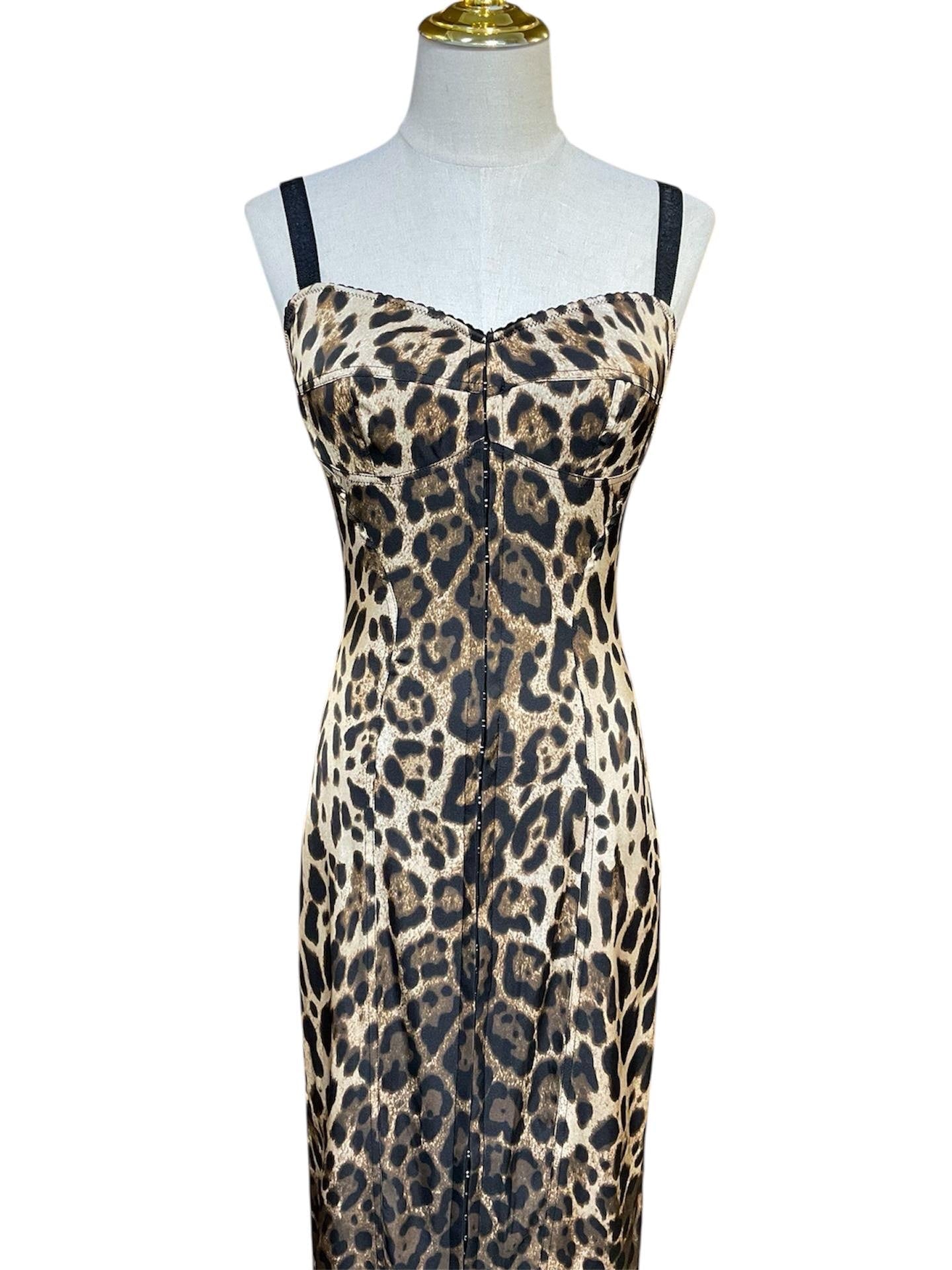 Hand made Italian Luxury Leopard print Animal print 100% silk dress Summer dress