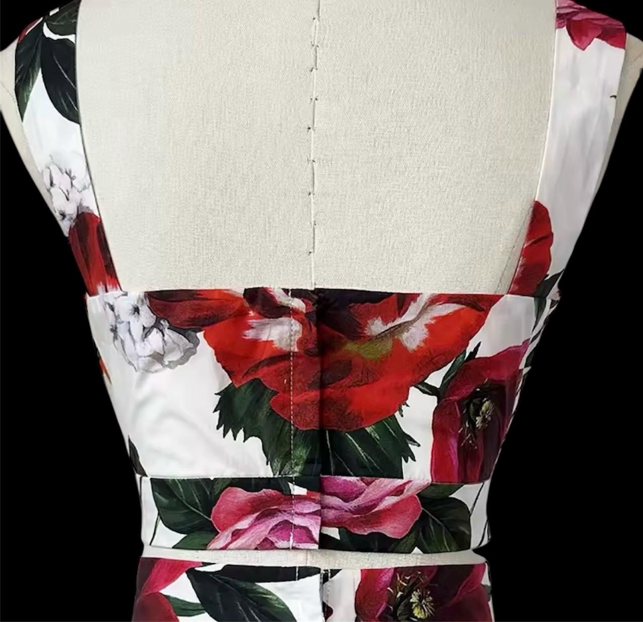 Handmade Italian Tiles Style Floral print Set Crop Top and Skirt Summer dress cotton