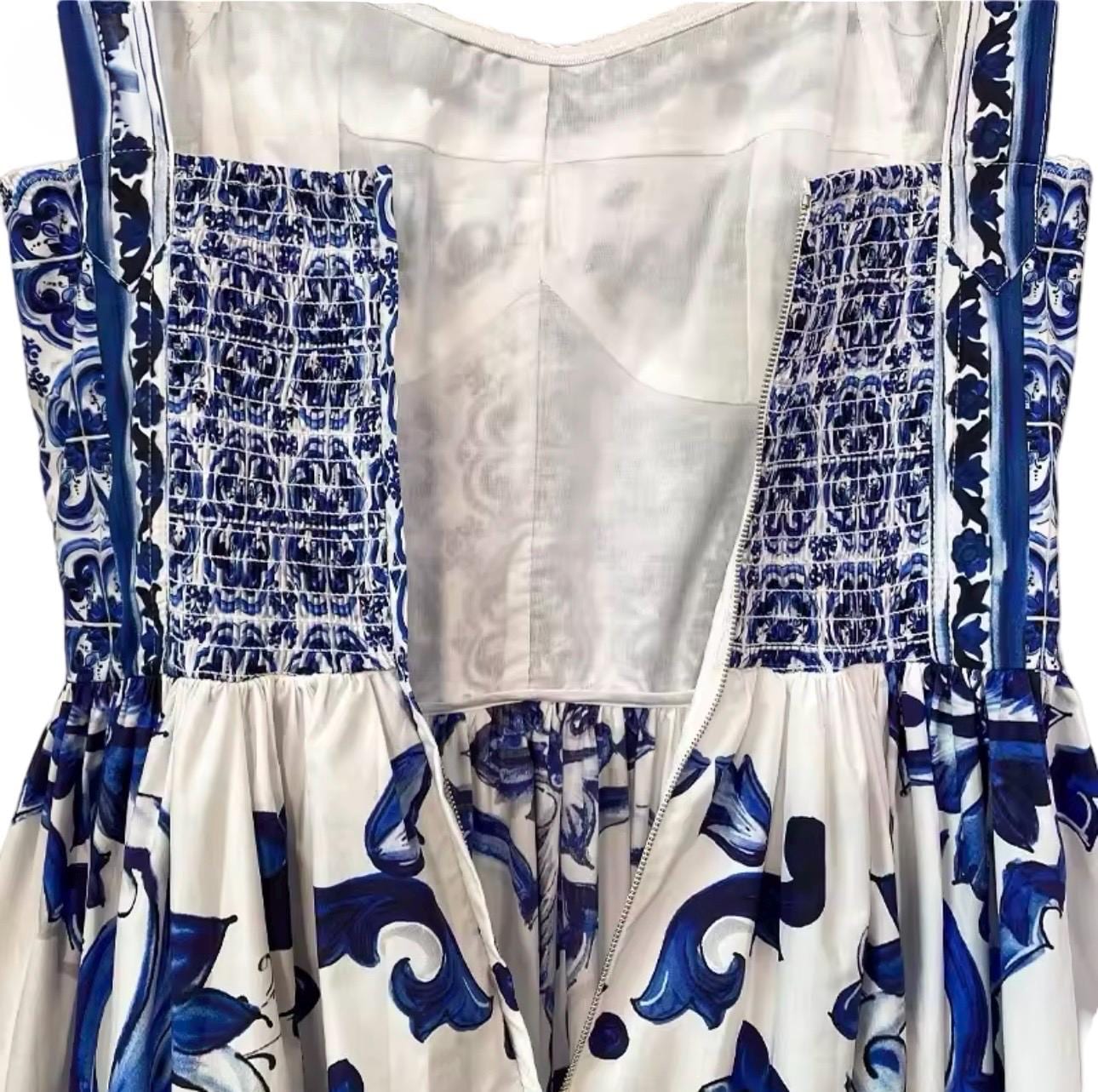 Handmade Italian Cotton Dress: Majolica Print Sicilian Style