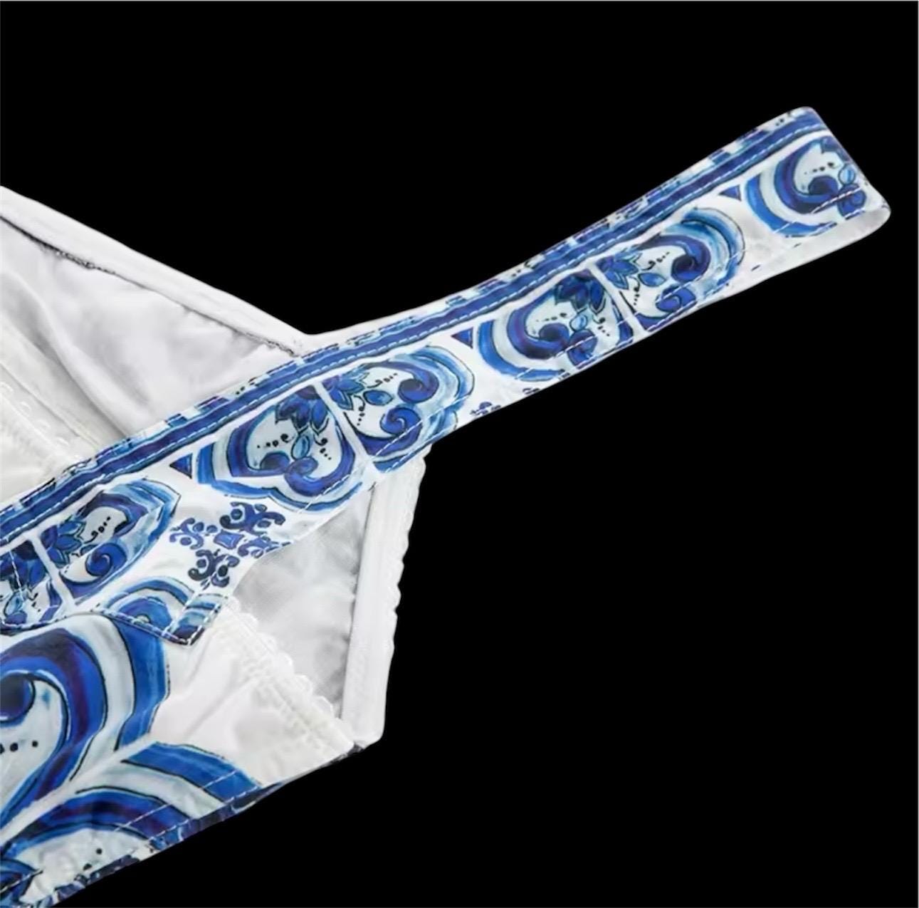 Handmade Italian Tiles Style Majolica print Set Crop Top and Skirt Summer dress cotton