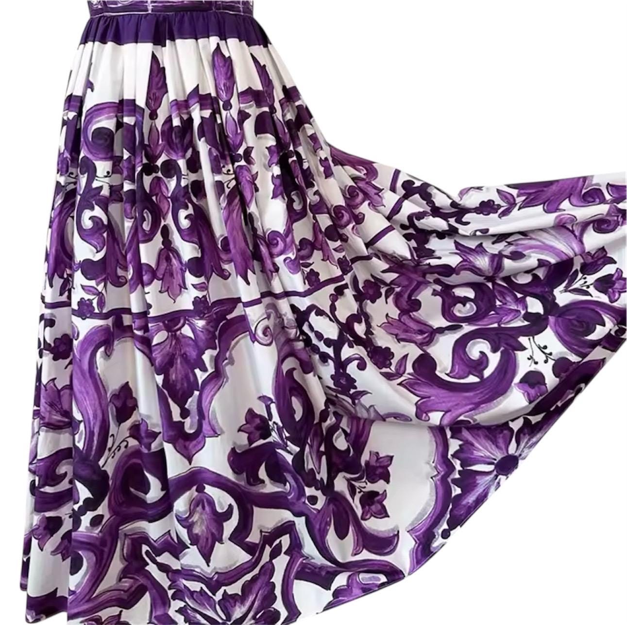 Handmade Majolica Print Cotton Dress: Italian Designer Summer Dress