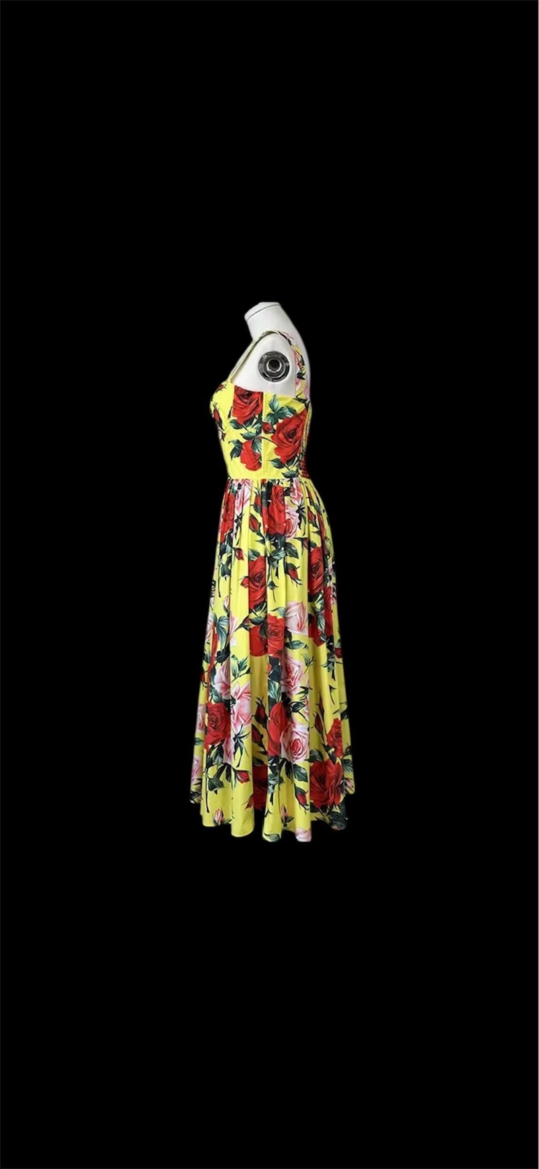 Handmade Italian Cotton Sundress: Gardenia Print Midi Dress
