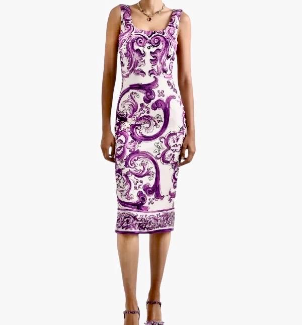 Handmade Italian Majolica Dress: Purple Cotton Summer Dress