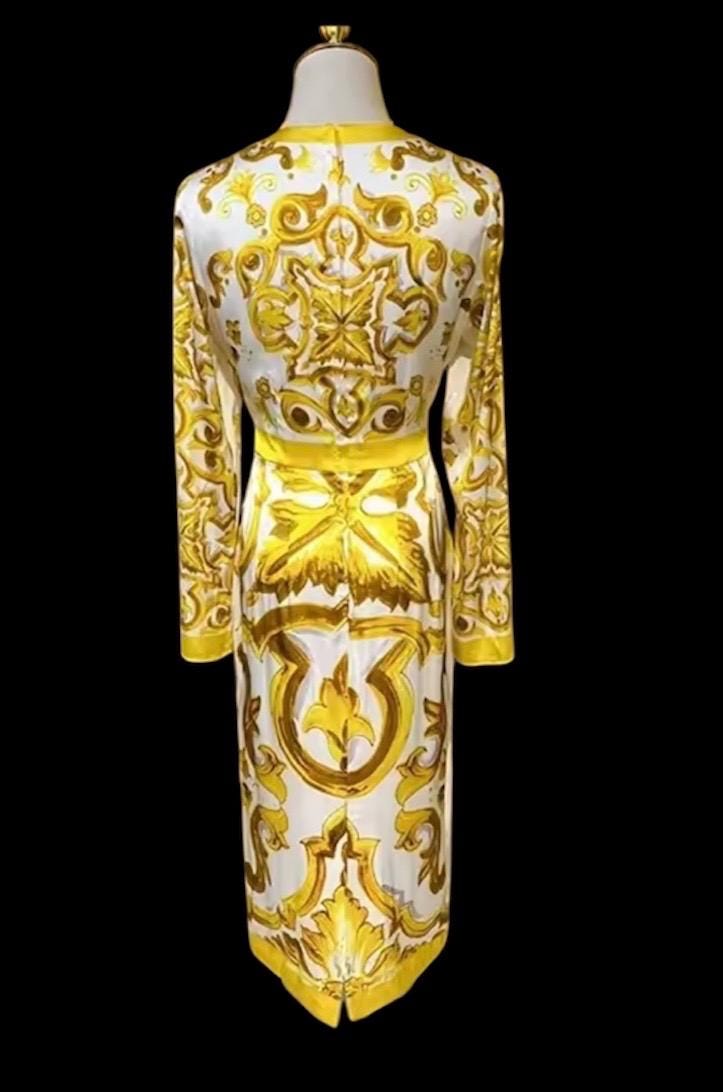 Italian Majolica Print Silk Dress: Designer Occasion Wear