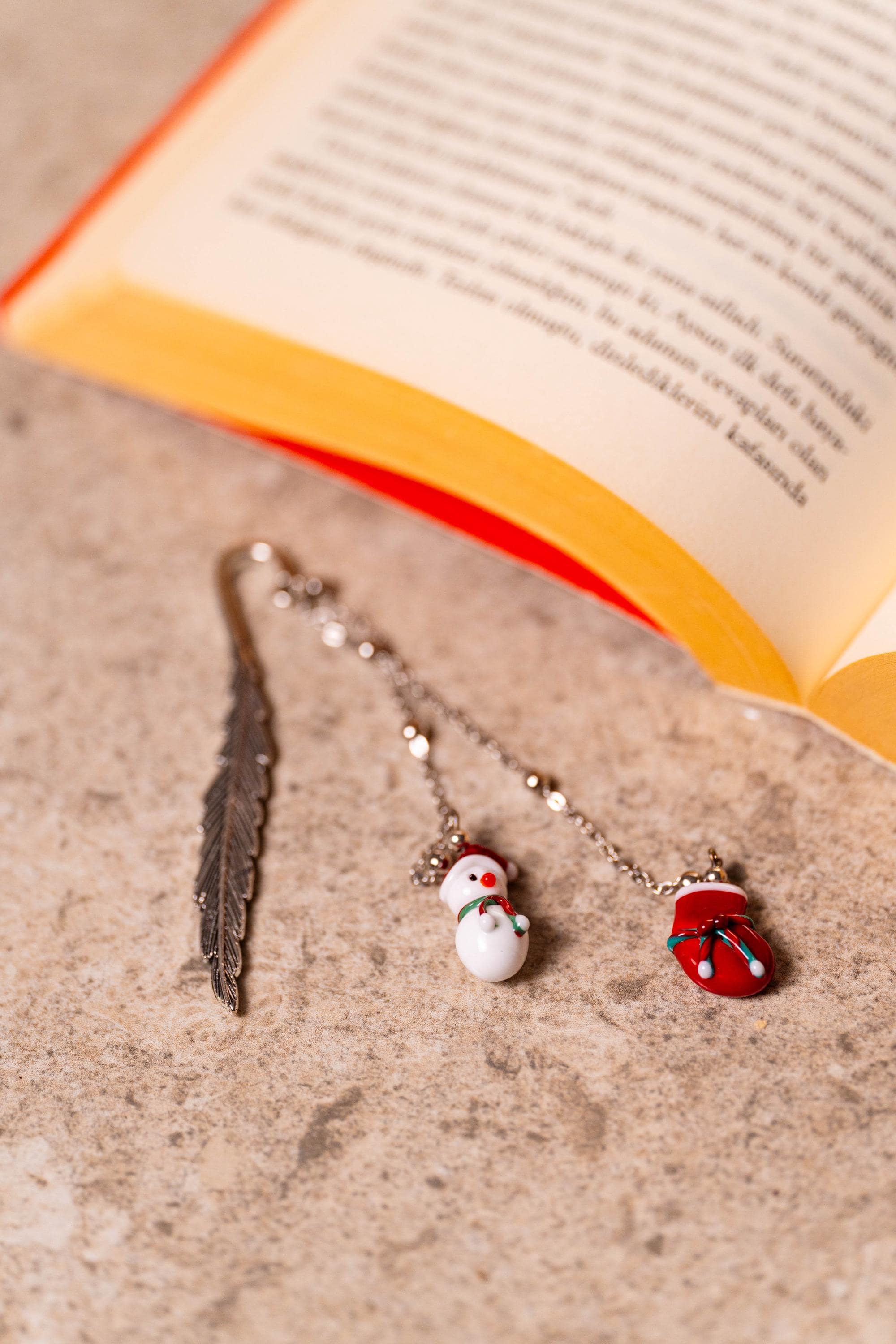 Handmade Murano Glass Metal Snowman or Penguin Bookmark Christmas Unique gift