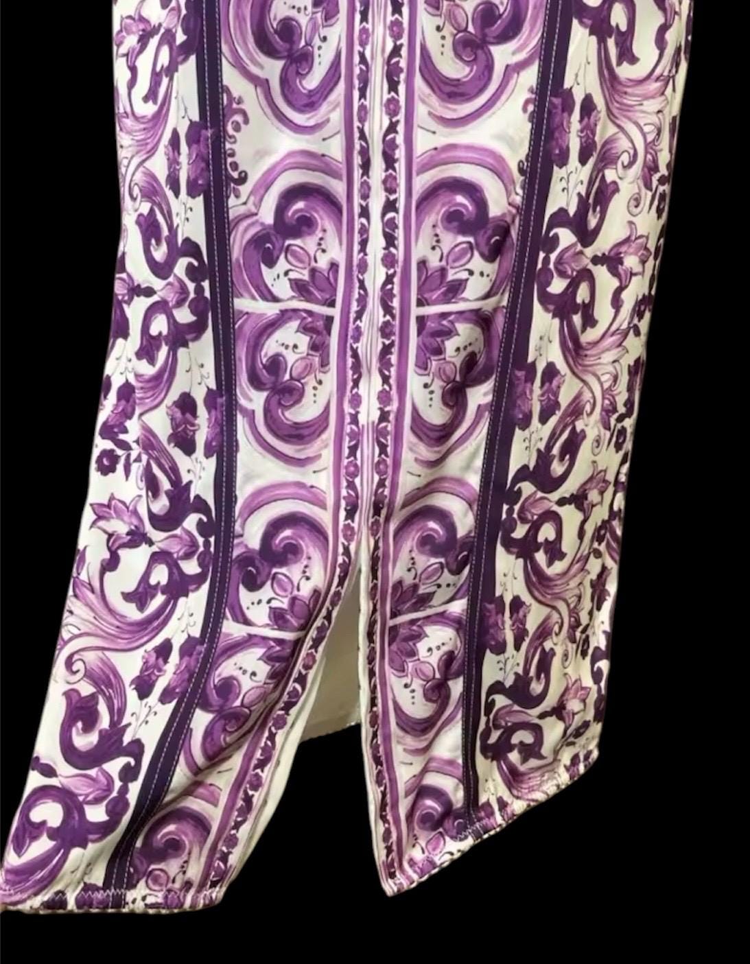 Italian Luxury Lavender Majolica 100% silk dress