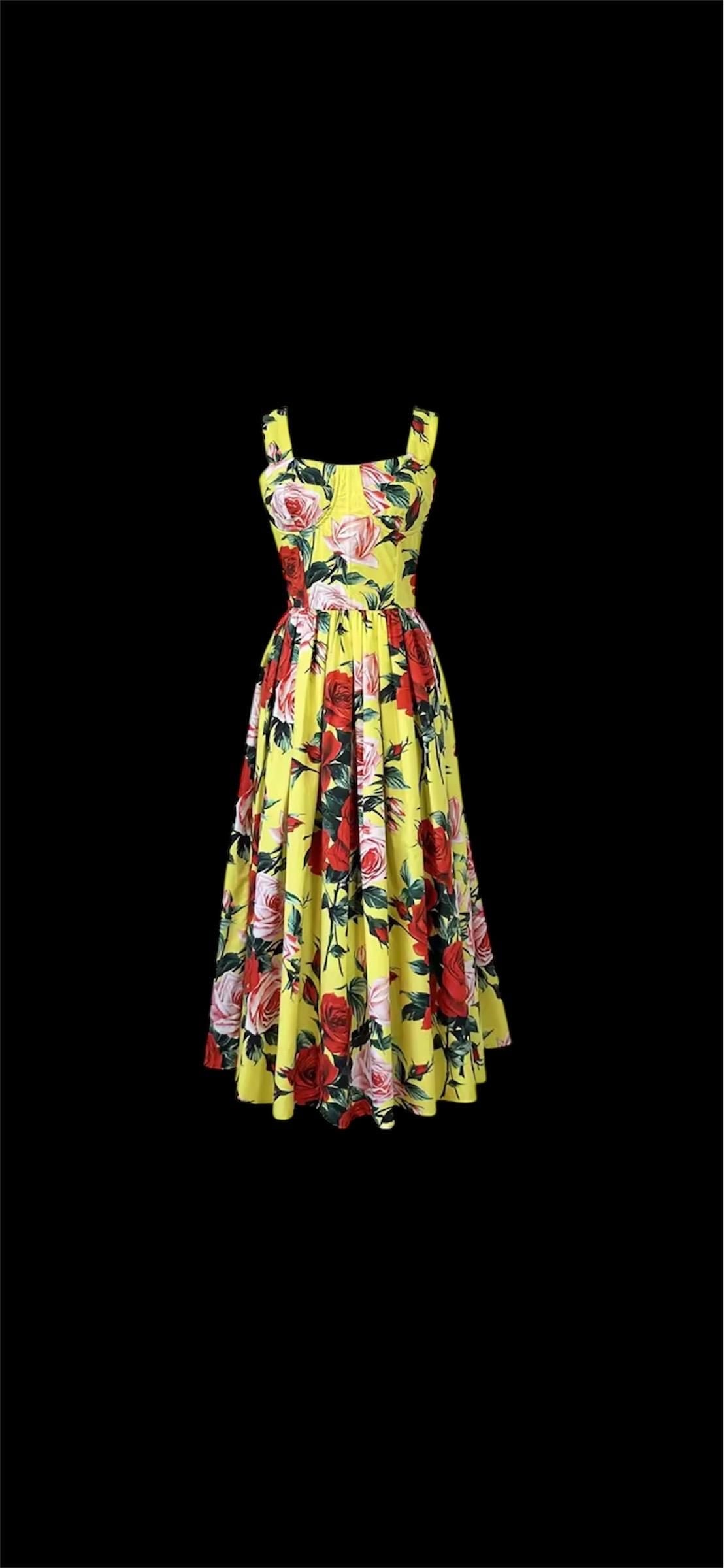 Handmade Italian Cotton Sundress: Gardenia Print Midi Dress