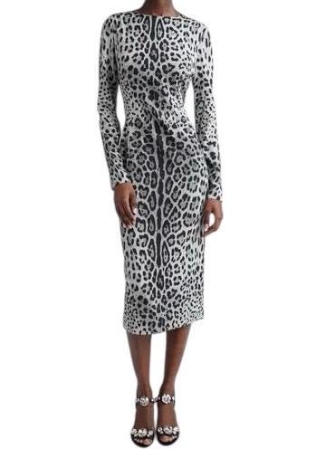 Italian Designer Leopard print long sleeve dress, occasional dress