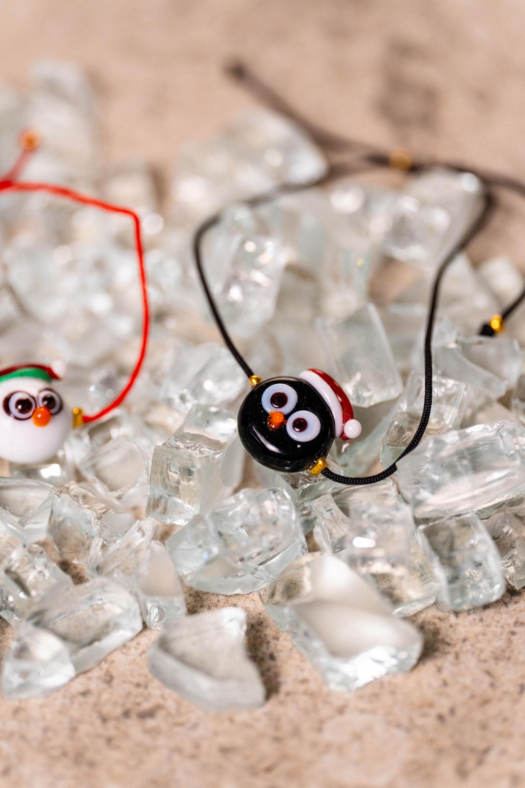 Handmade Murano Glass Christmas Bracelet: Snowman or Penguin