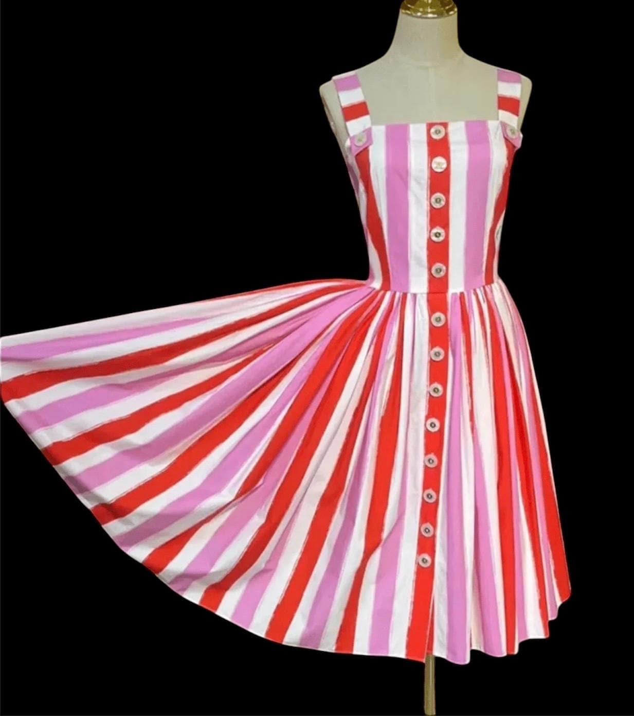 Italian Luxury Playful Stripes print 100% cotton dress
