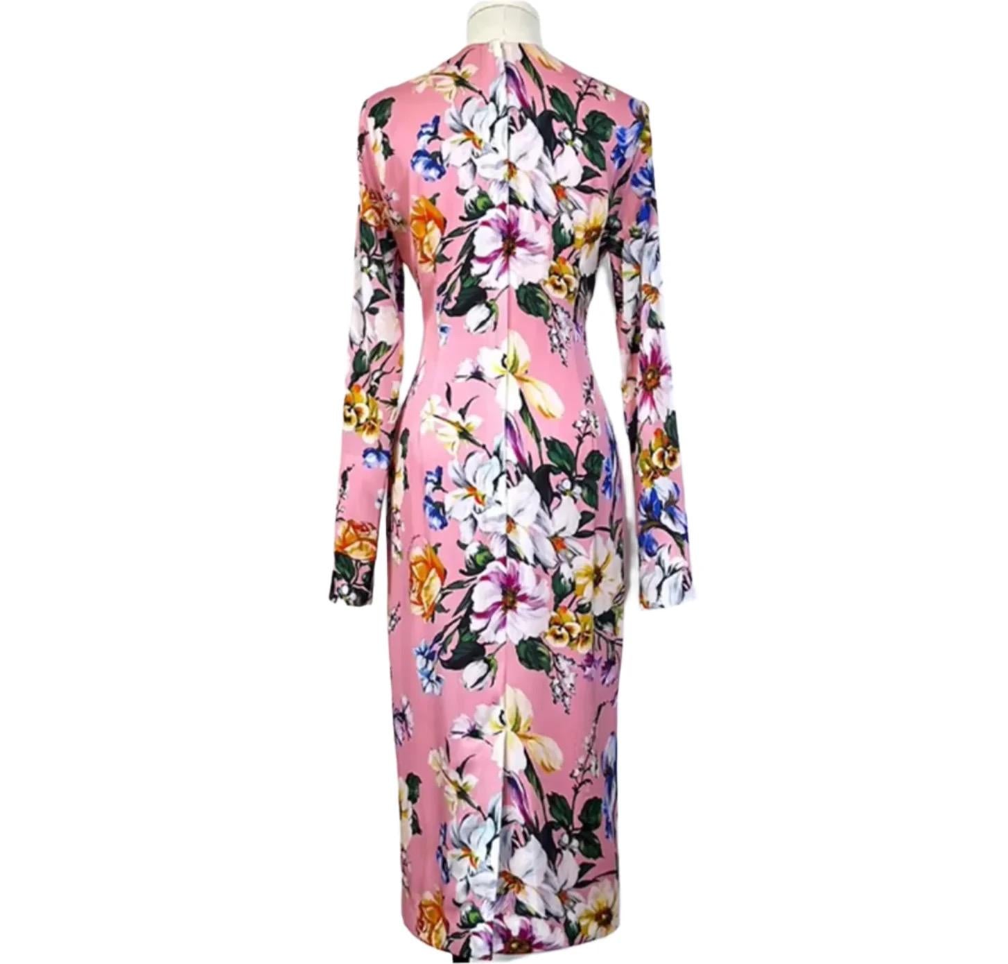 Italian Designer Magnolia print 100% silk dress