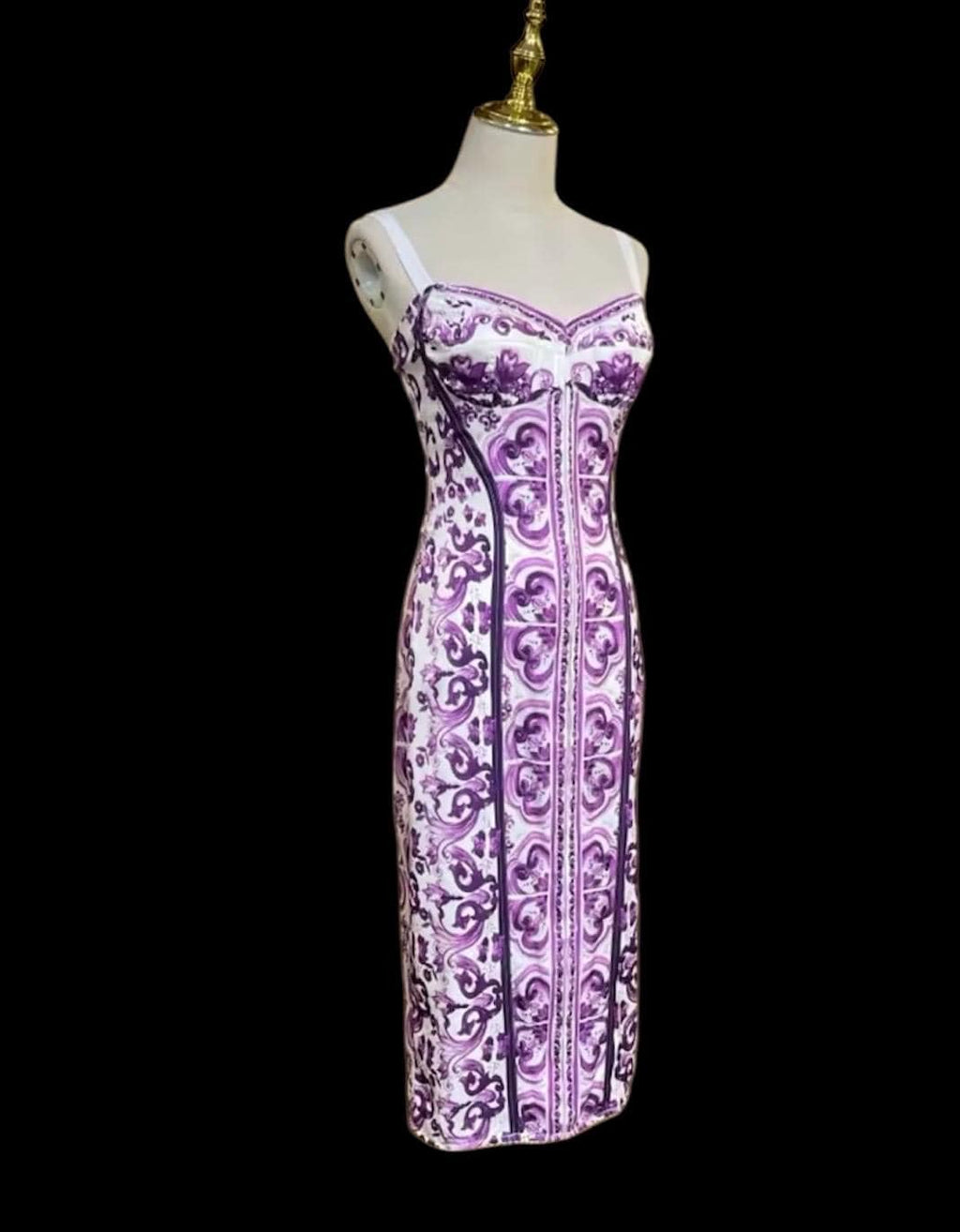 Italian Luxury Lavender Majolica 100% silk dress