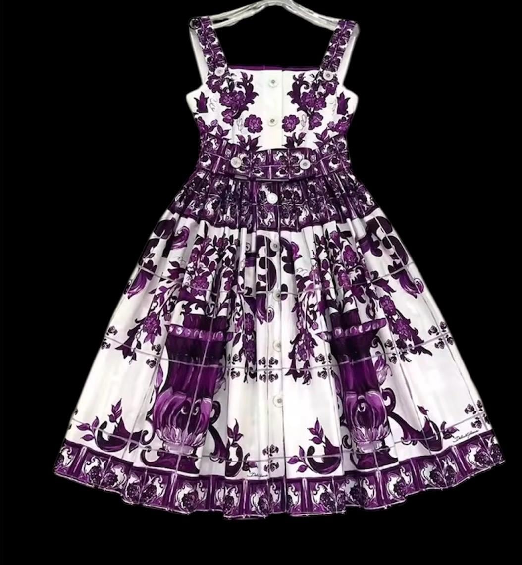 Handmade Majolica Print Cotton Dress: Italian Designer Summer Dress