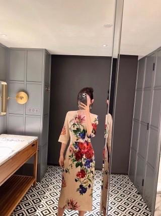 Handmade Italian Long sleeves Floral print silk dress occasion dress