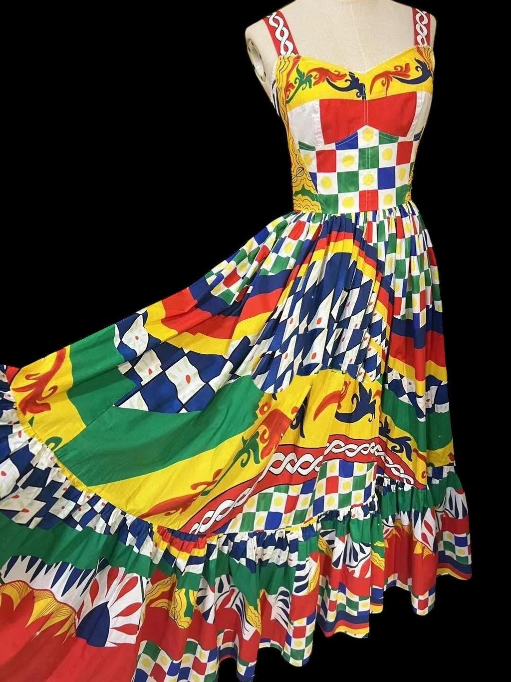 Designer Print Cotton Maxi Dress - Italian Fabric Summer Dress