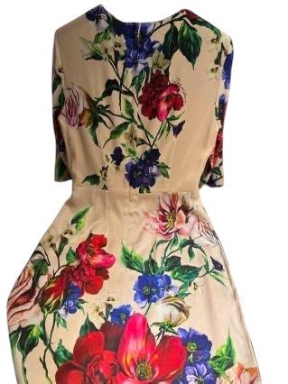 Handmade Italian Long sleeves Floral print silk dress occasion dress