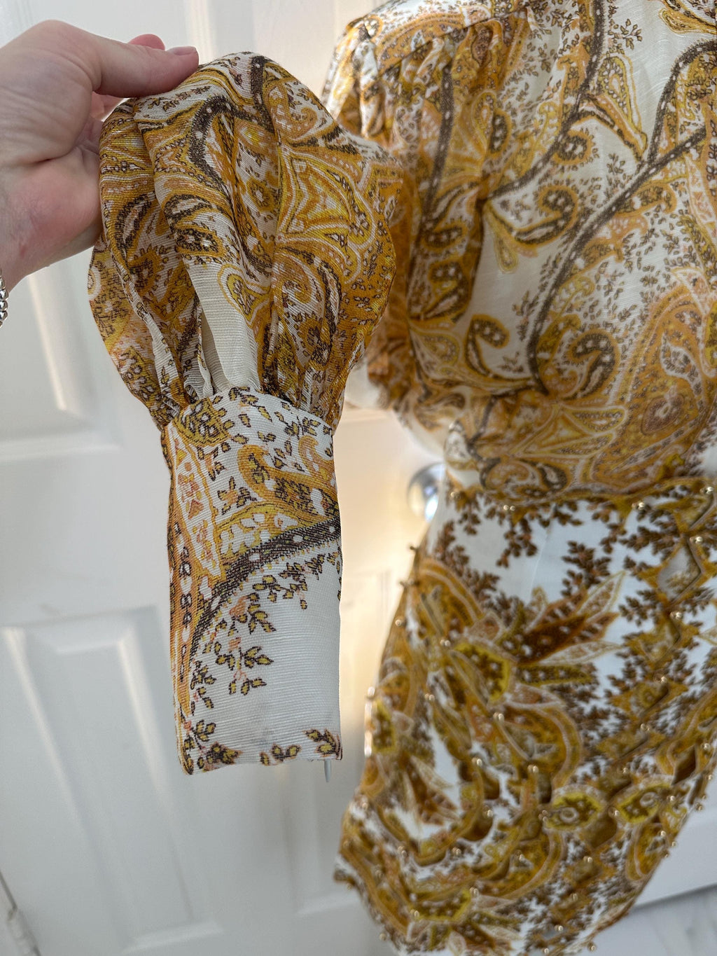Handmade Linen Silk Mini Skirt Set: Italian Designer Print