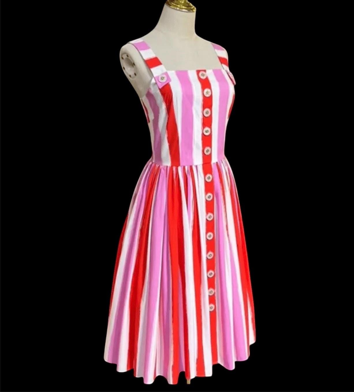 Italian Luxury Playful Stripes print 100% cotton dress