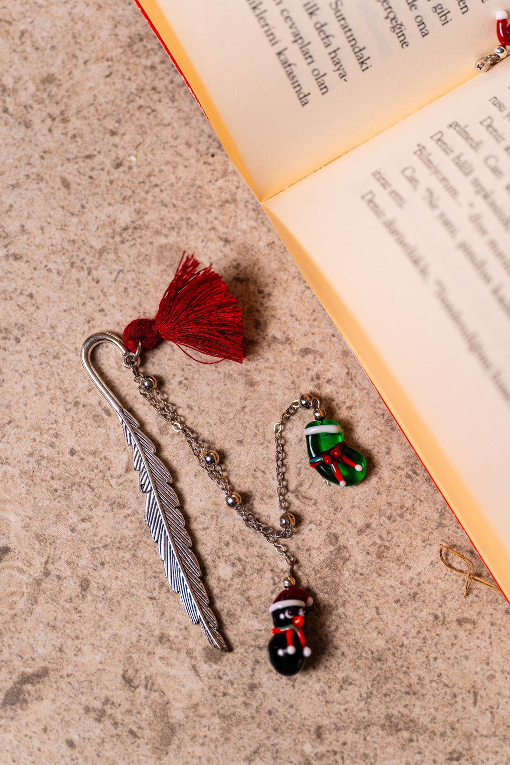 Handmade Murano Glass Metal Snowman or Penguin Bookmark Christmas Unique gift