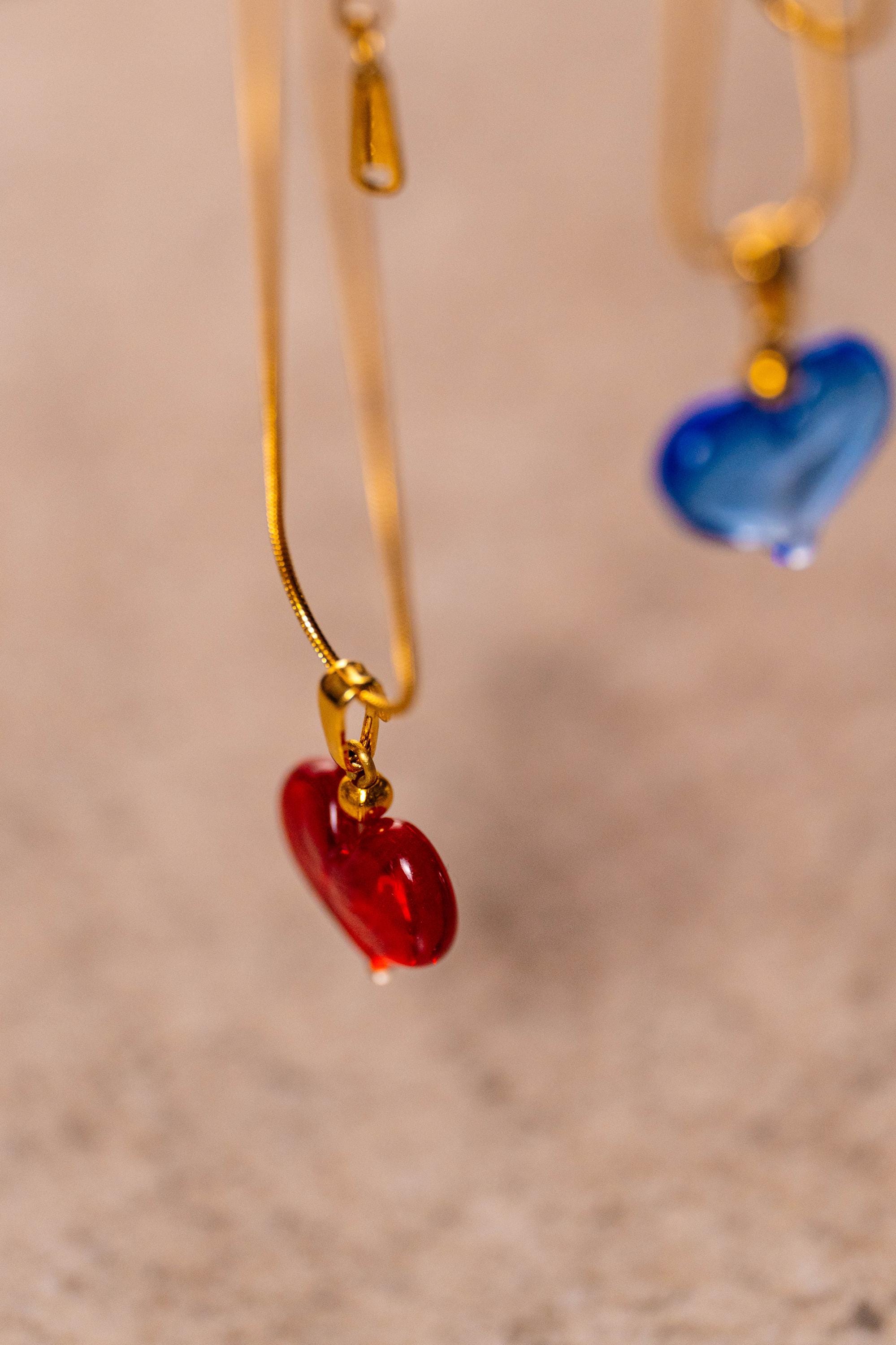 Gold plated Murano Glass Mini Heart Necklace by I Love Murano, Murano Glass Heart, Murano Glass Jewelry, Murano Glass Necklace