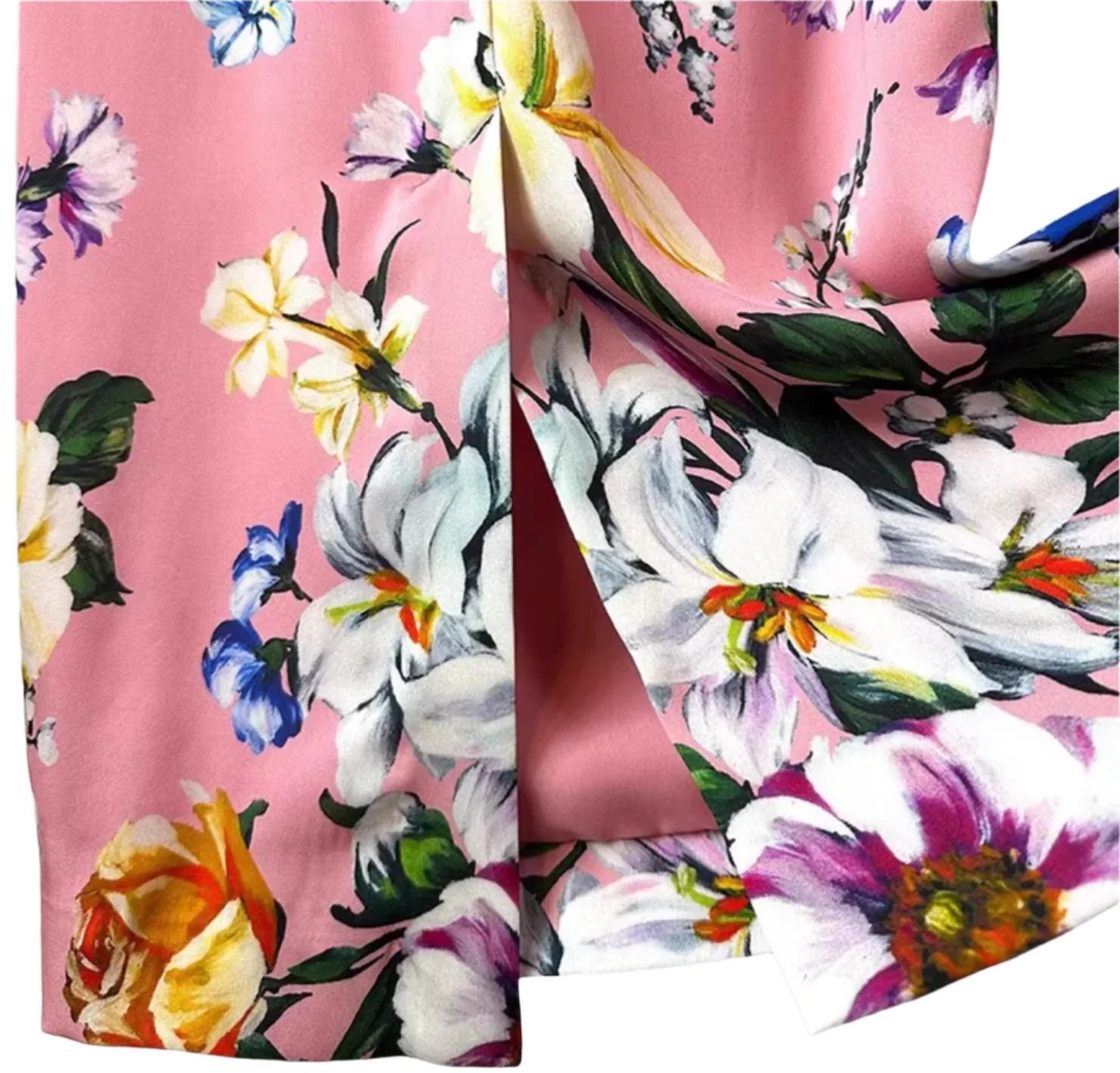 Italian Designer Magnolia print 100% silk dress