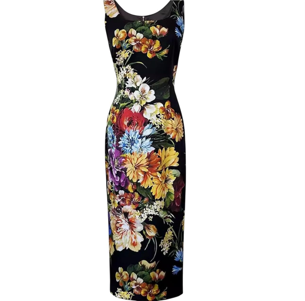 Handmade Italian Viscose Summer Dress: Floral Motif