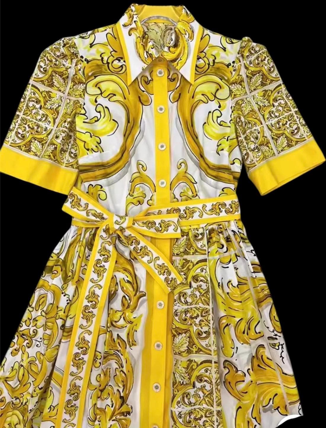 Handmade Italian Majolica Dress: Sicilian Porcelain Cotton Luxury