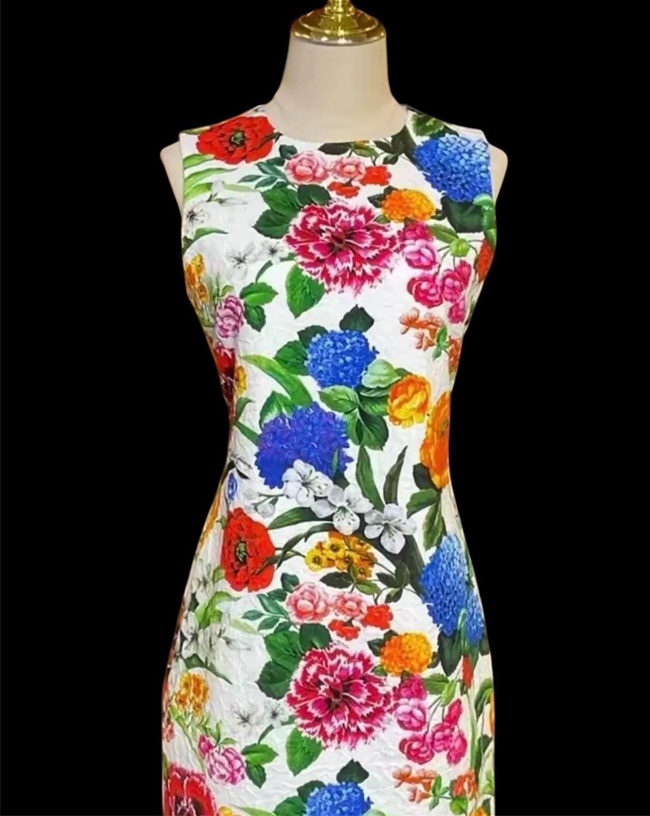 Handmade Italian Floral Print Mini Dress: Cotton Summer Dress