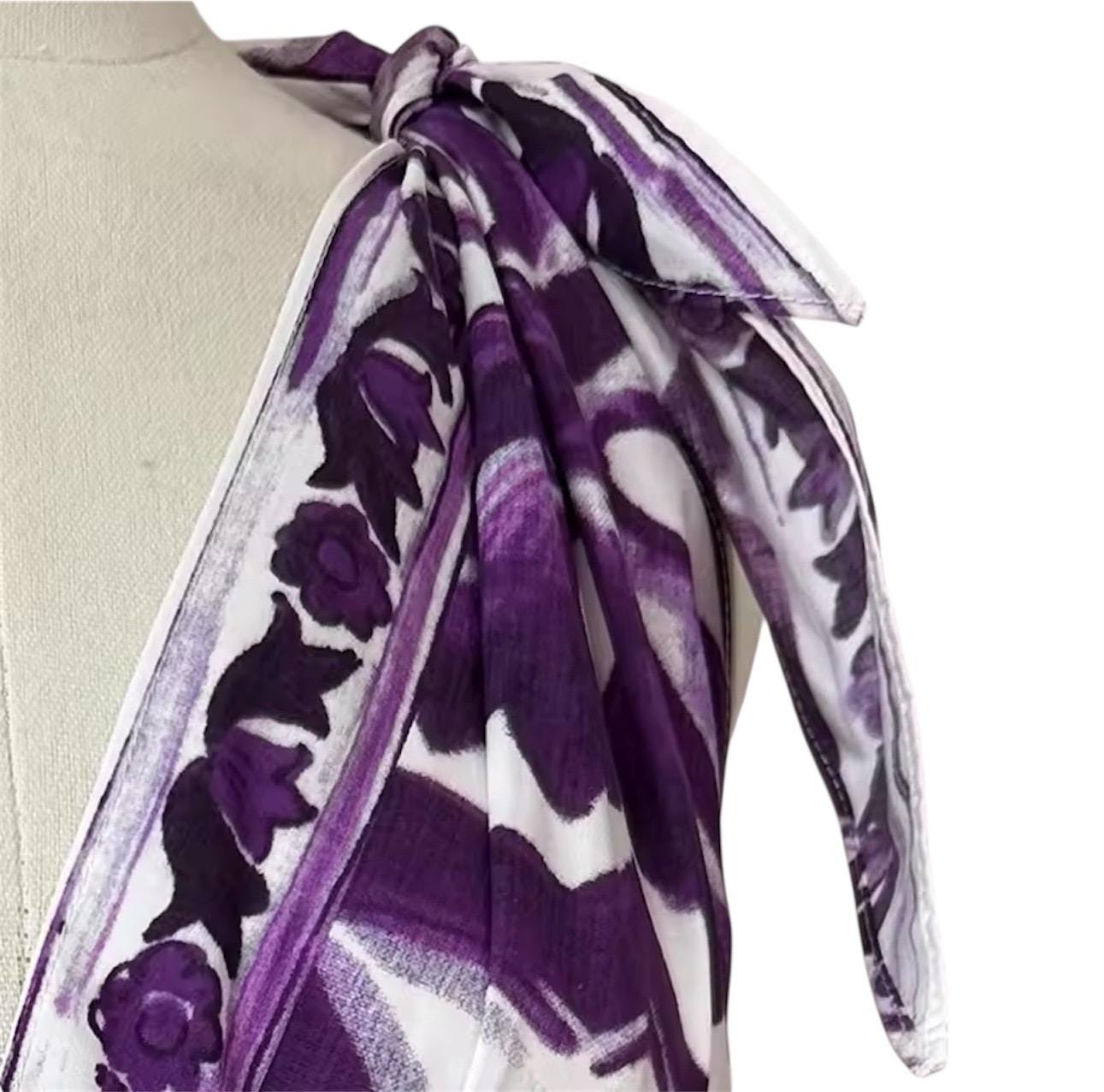 Handmade Italian Majolica Print Dress: Purple Cotton Shirt Sleeve