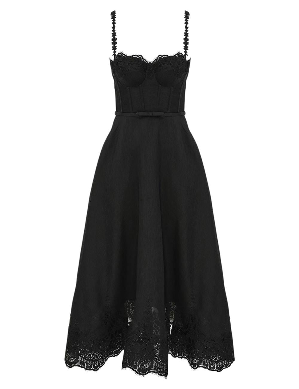 Handmade Linen Silk Midi Dress: Italian Designer Black Dress