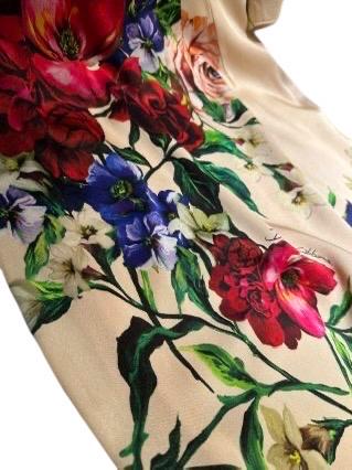 Handmade Italian Long sleeves Floral print silk dress occasion dress