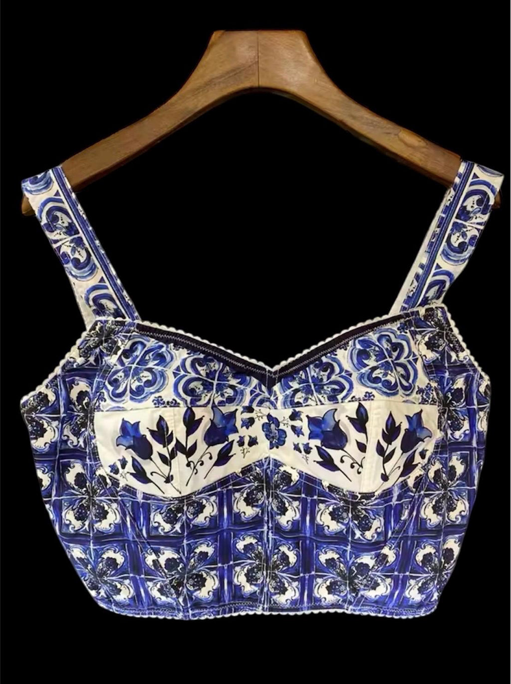 Italian designer Majolica style dress set, skirt and top 100% cotton