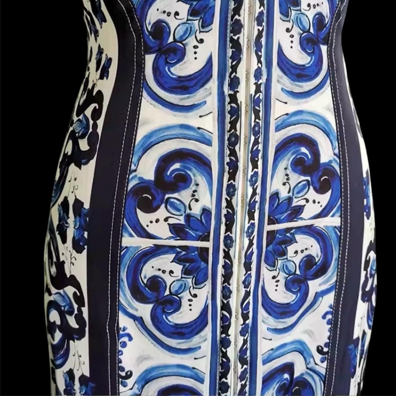Hand made Italian Luxury Blue color Majolica 100% silk dress Summer dress
