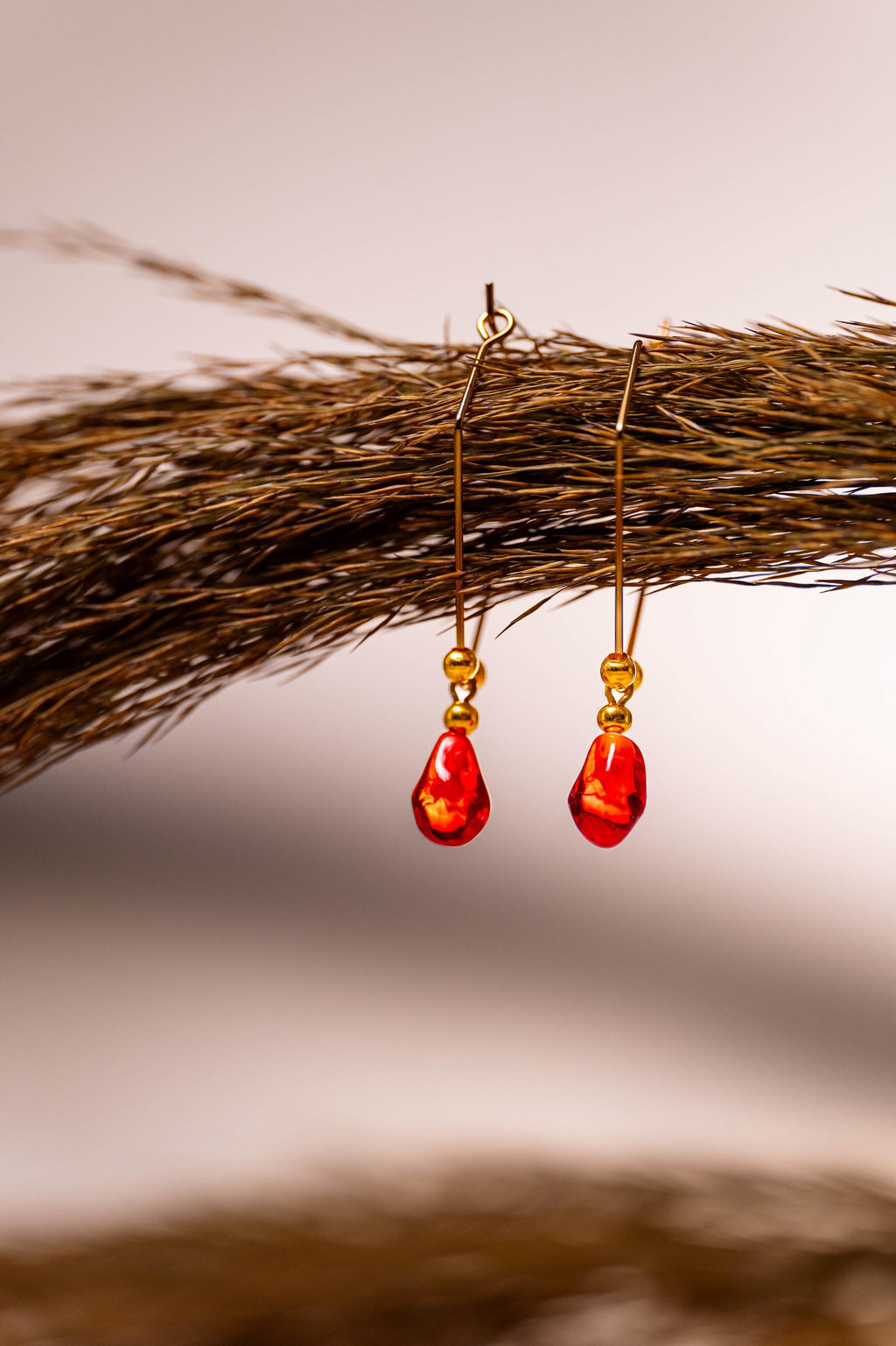 Handmade Gold Plated Pomegranate Earrings: Murano Glass Charm