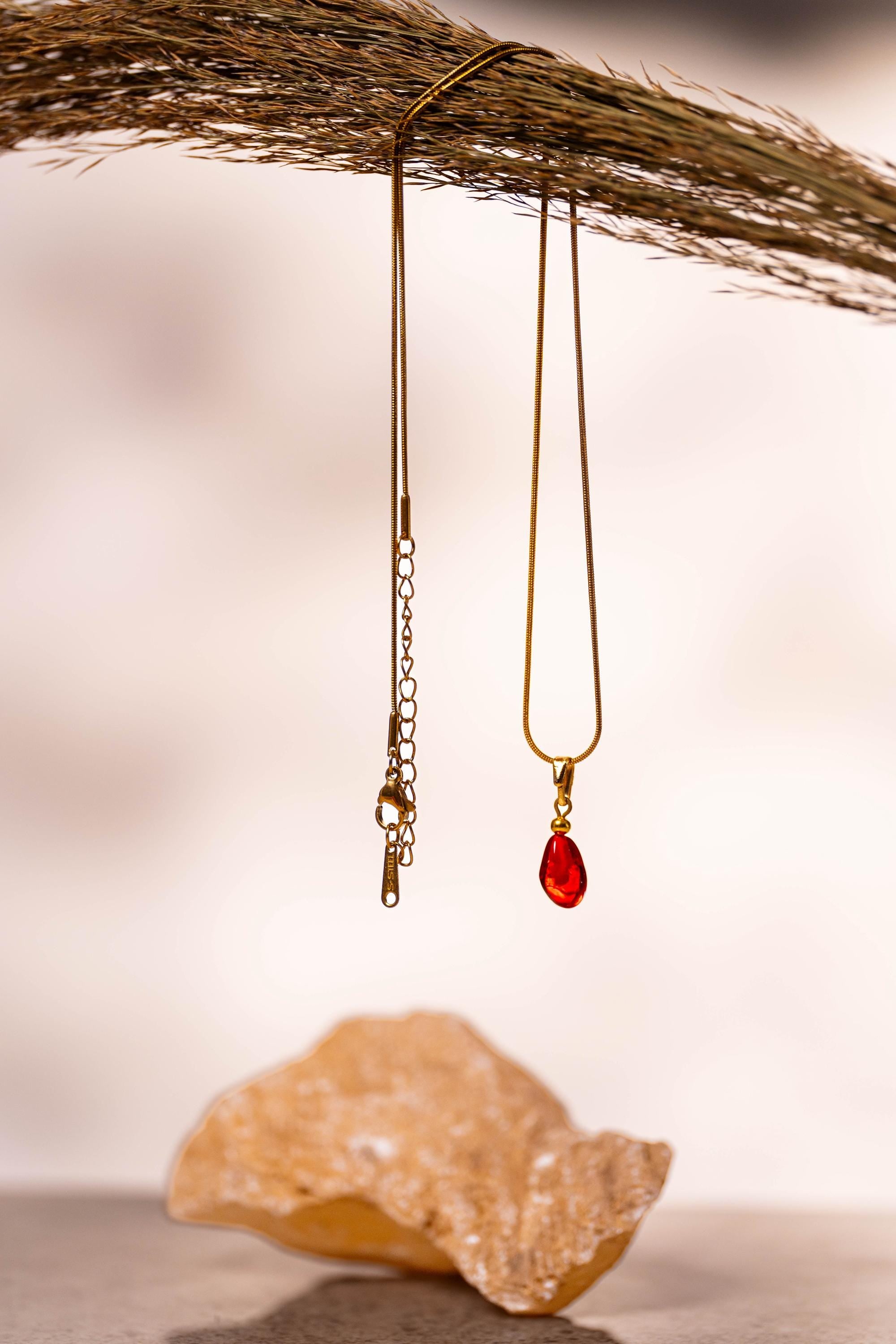 Handmade Murano Glass Pomegranate Necklace: Gold Plated Charm