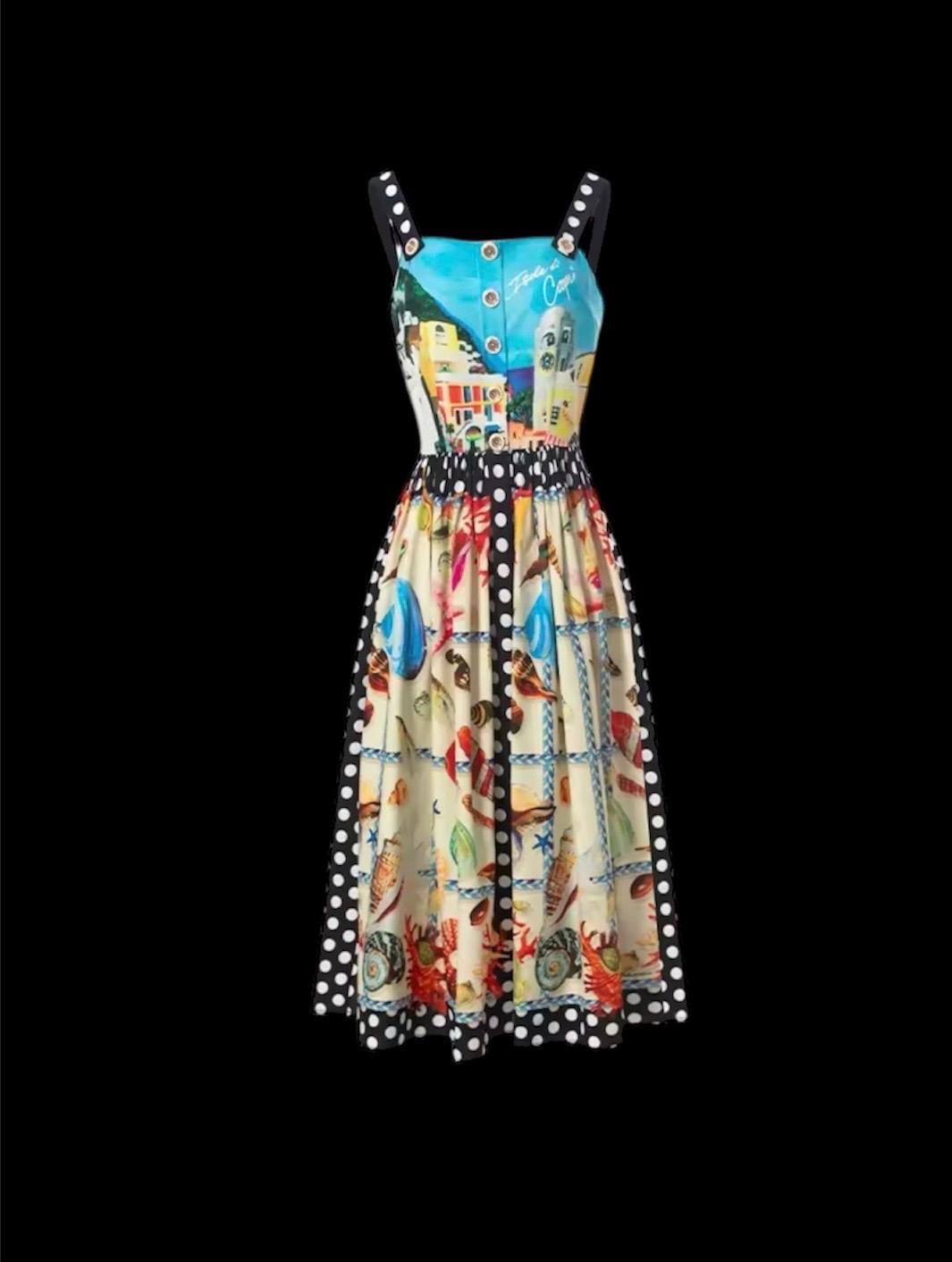 Handmade Italian Cotton Dress: Sicilian Print Summer Sundress