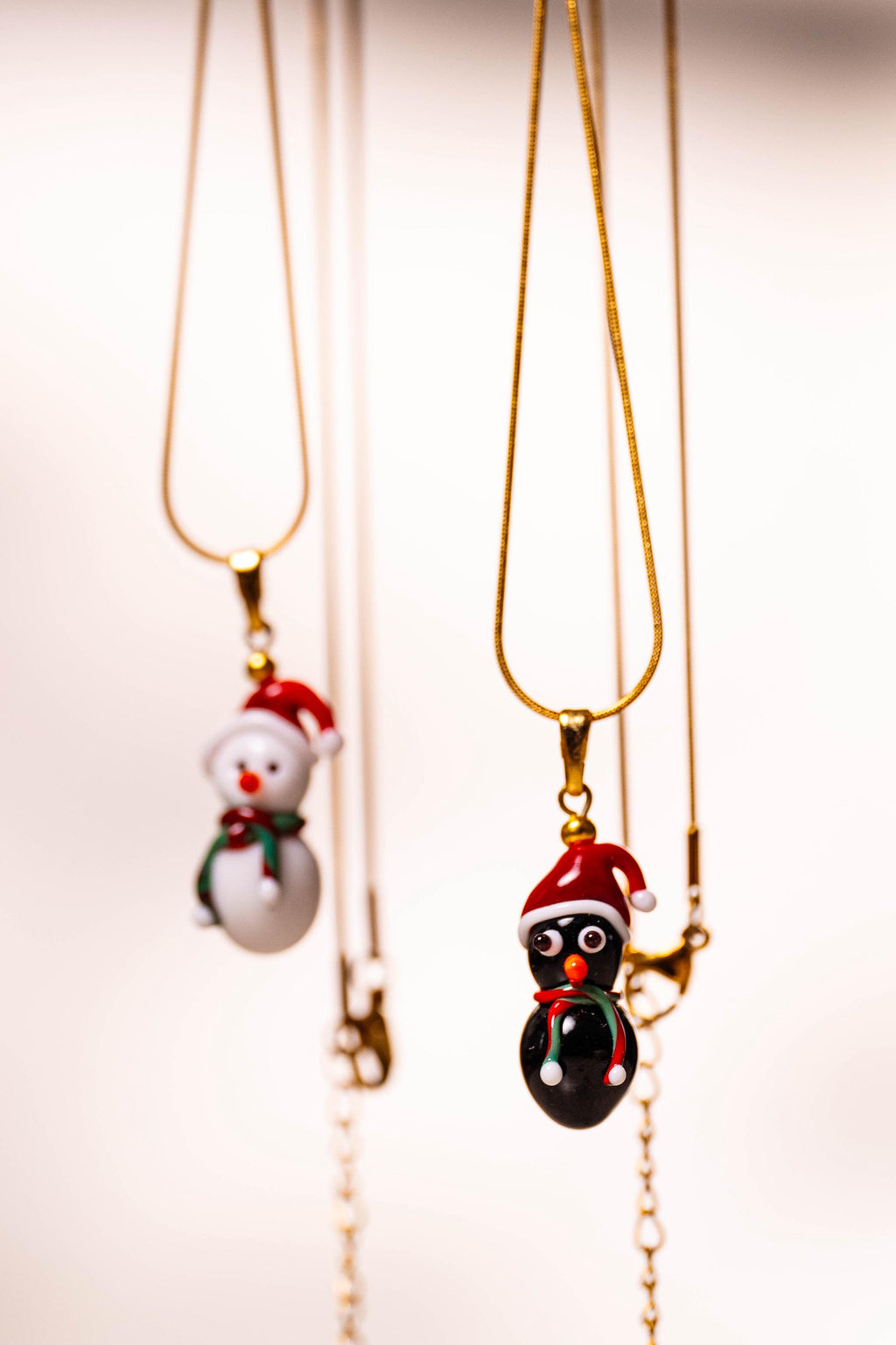 Handmade Murano Glass Christmas Necklace: Snowman or Penguin
