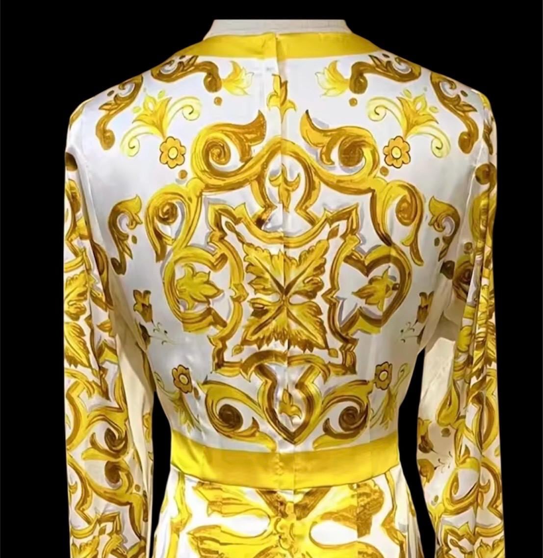 Italian Majolica Print Silk Dress: Designer Occasion Wear