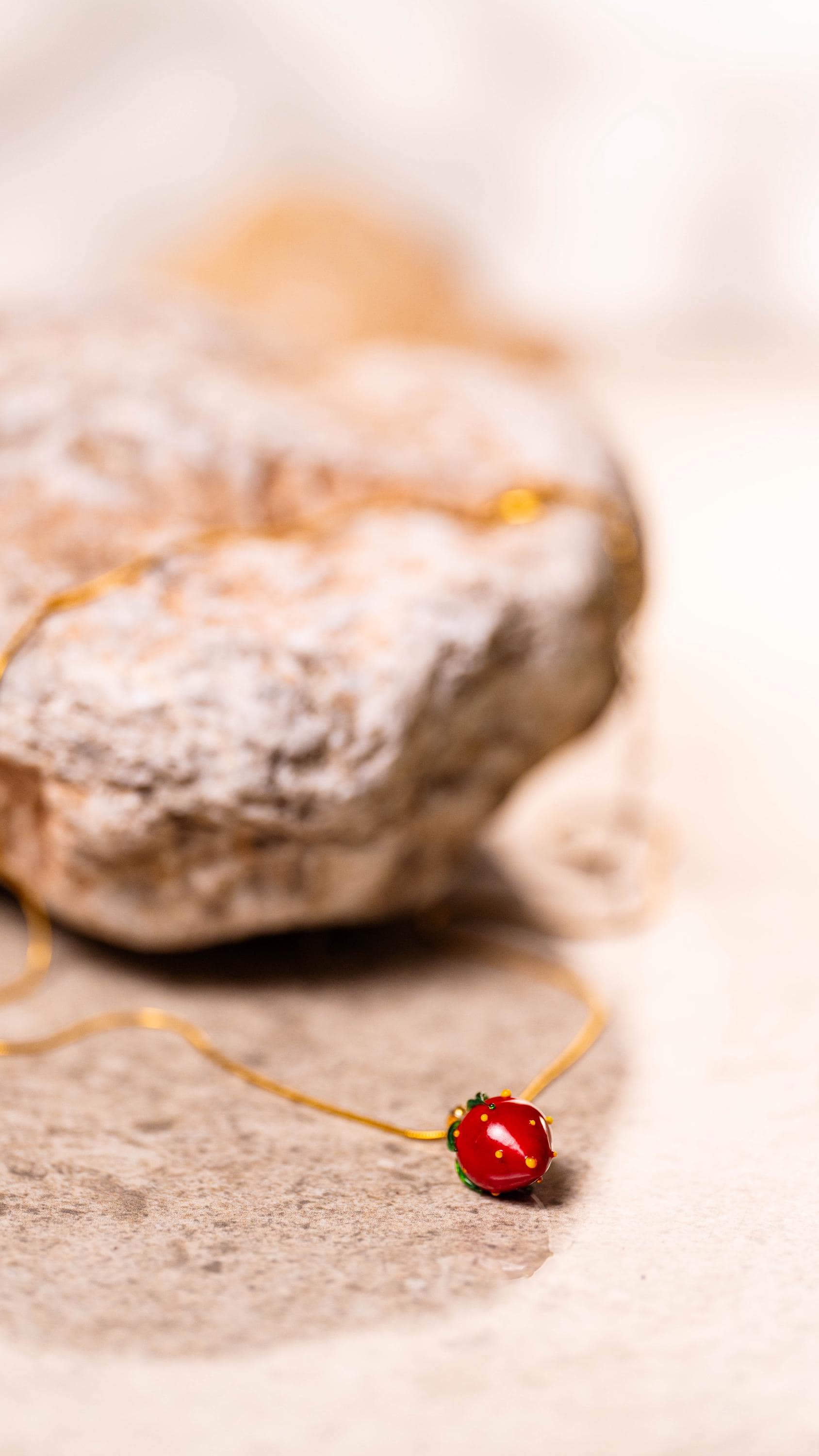 Handmade Murano Glass Strawberry Necklace: Gold Plated Charm