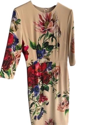 Handmade Italian Long sleeves Floral print silk dress occasion dress