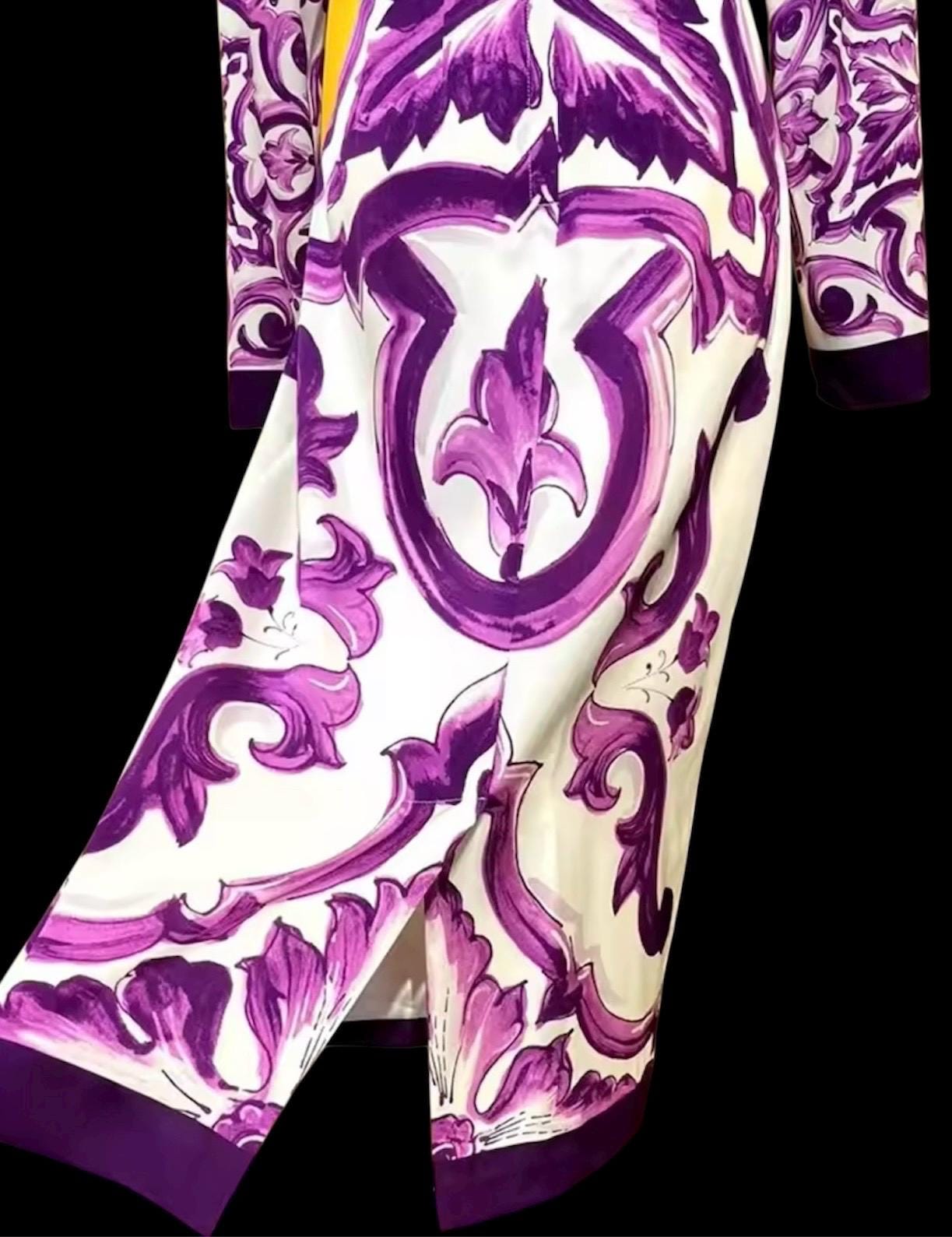 Italian Majolica Print Silk Dress: Designer Occasion Wear