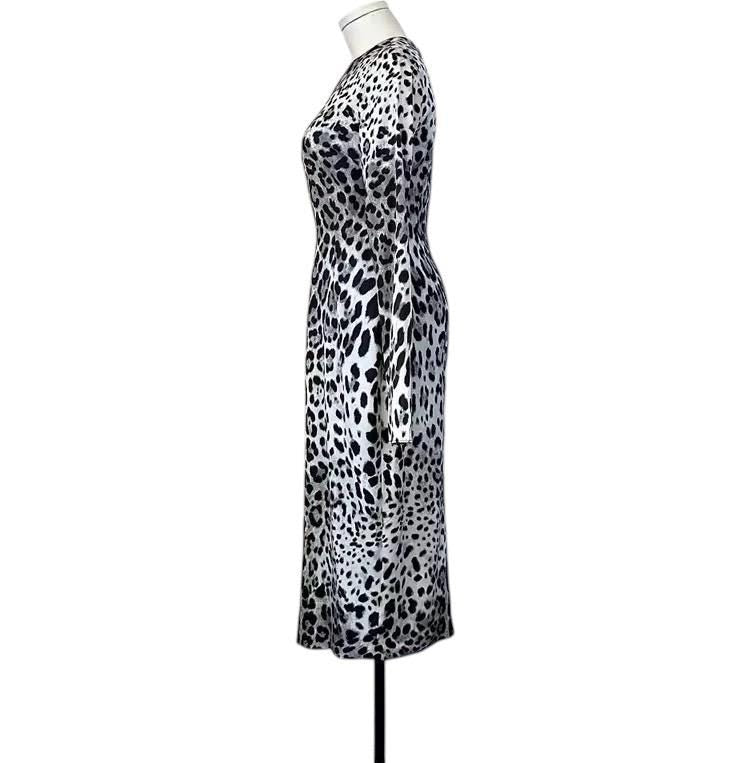 Italian Designer Leopard print long sleeve dress, occasional dress