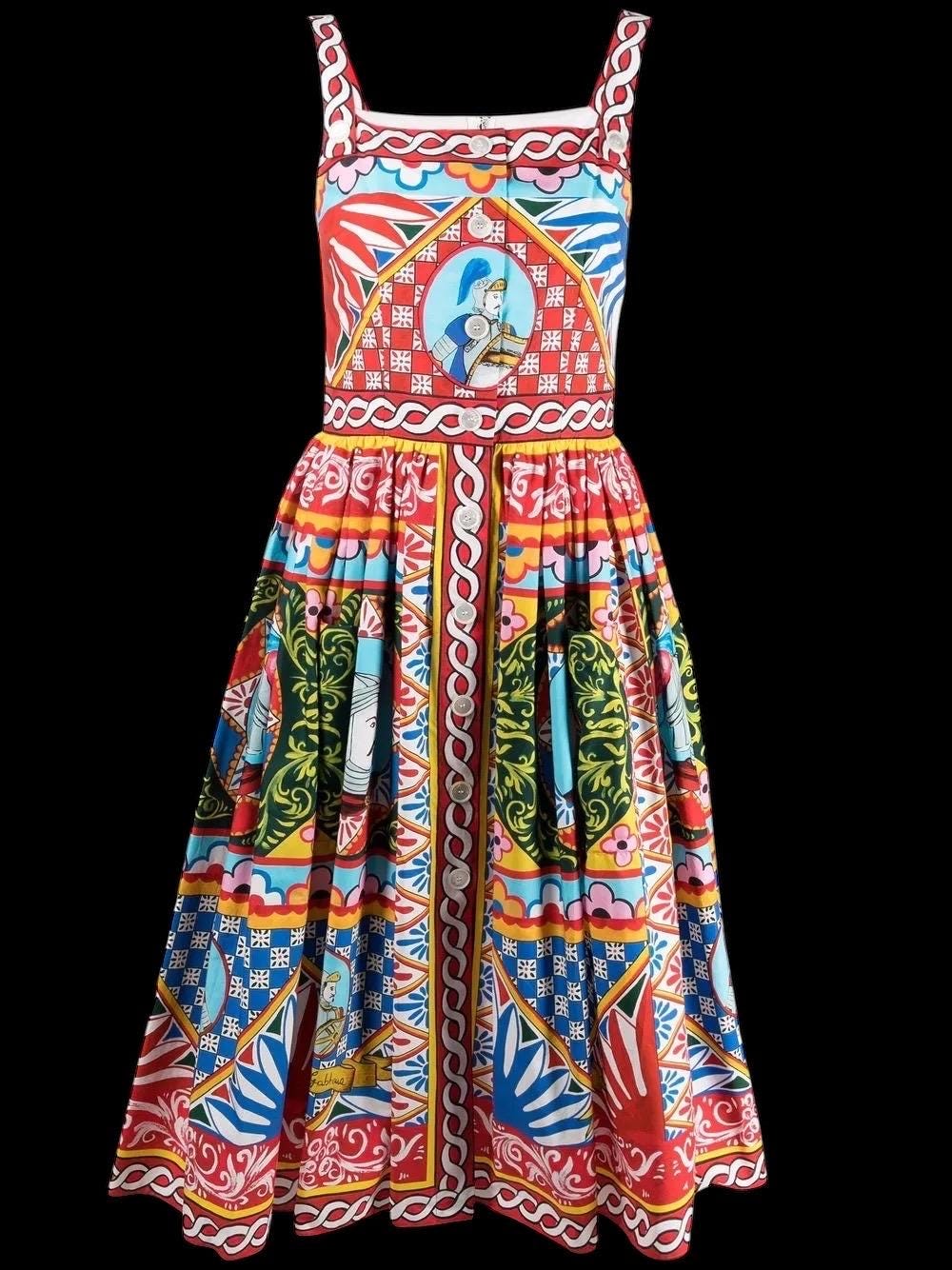 Handmade Italian designer luxury print cotton dress