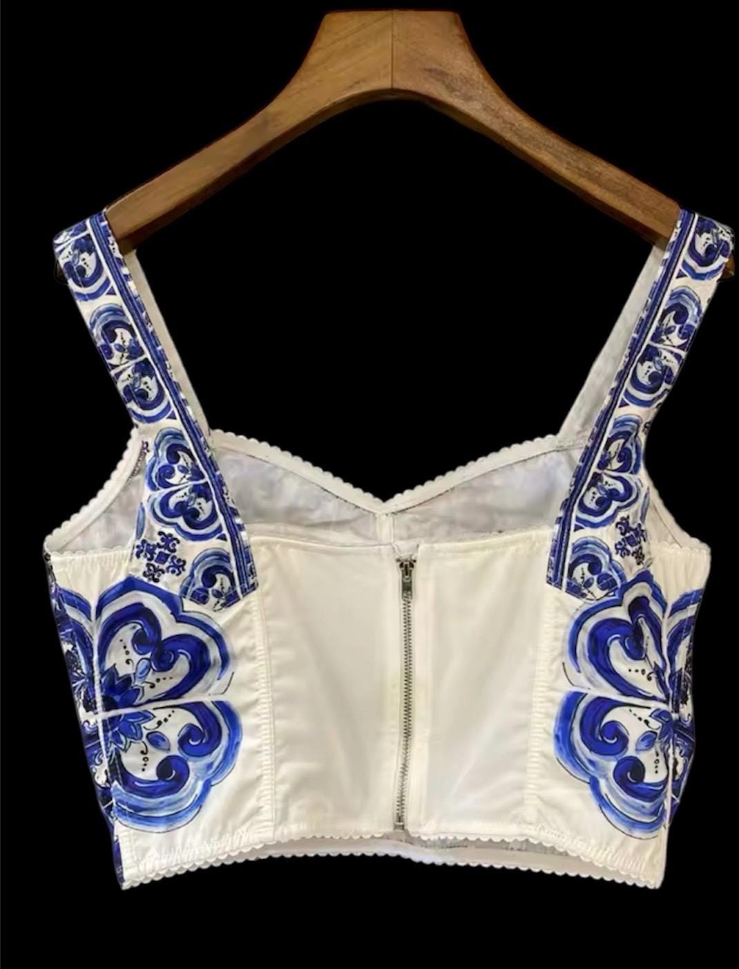 Italian designer Majolica style dress set, skirt and top 100% cotton