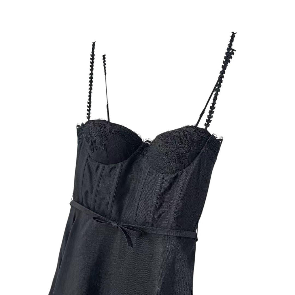 Handmade Linen Silk Midi Dress: Italian Designer Black Dress
