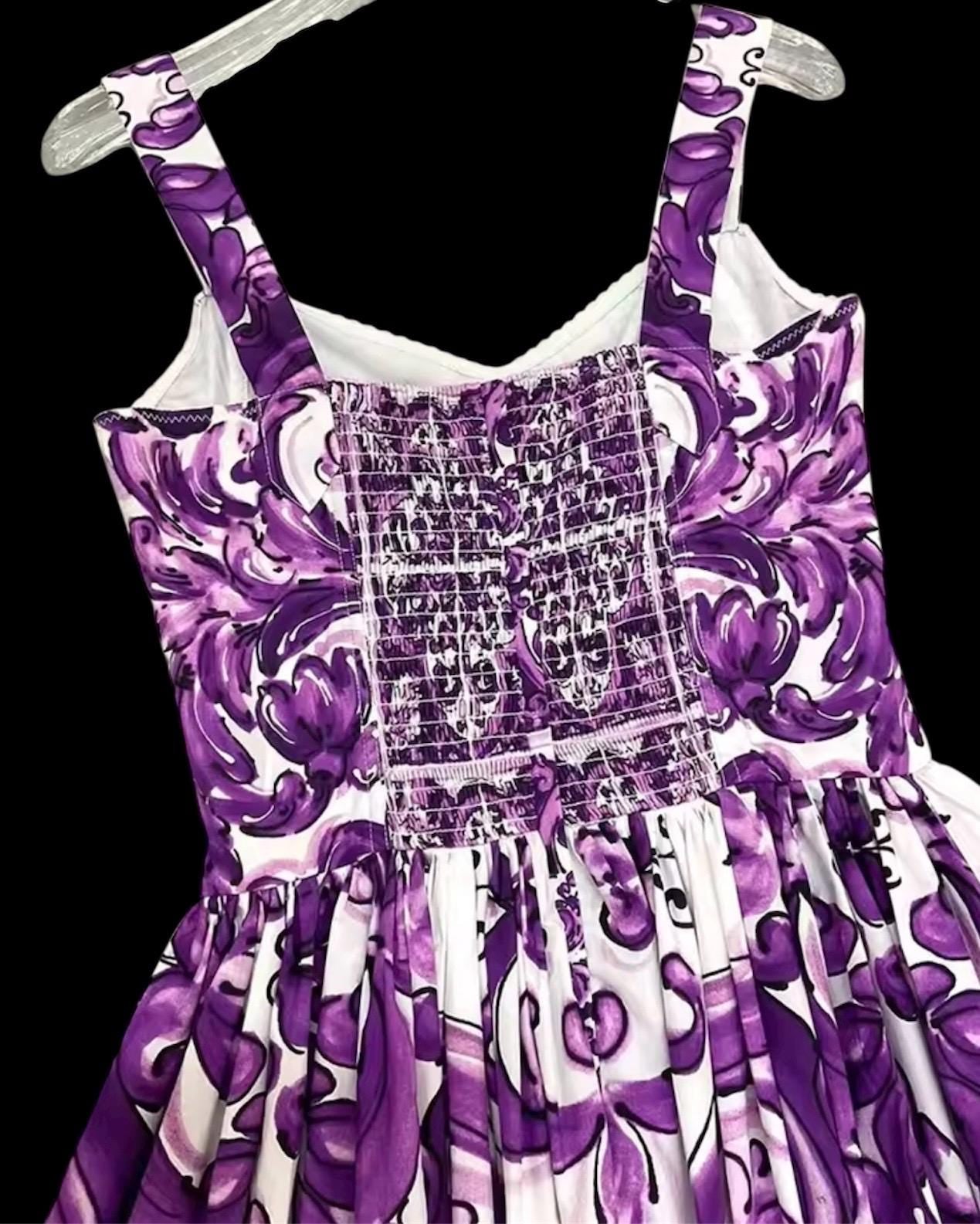 Handmade Italian Cotton Dress: Majolica Print Sicilian Style