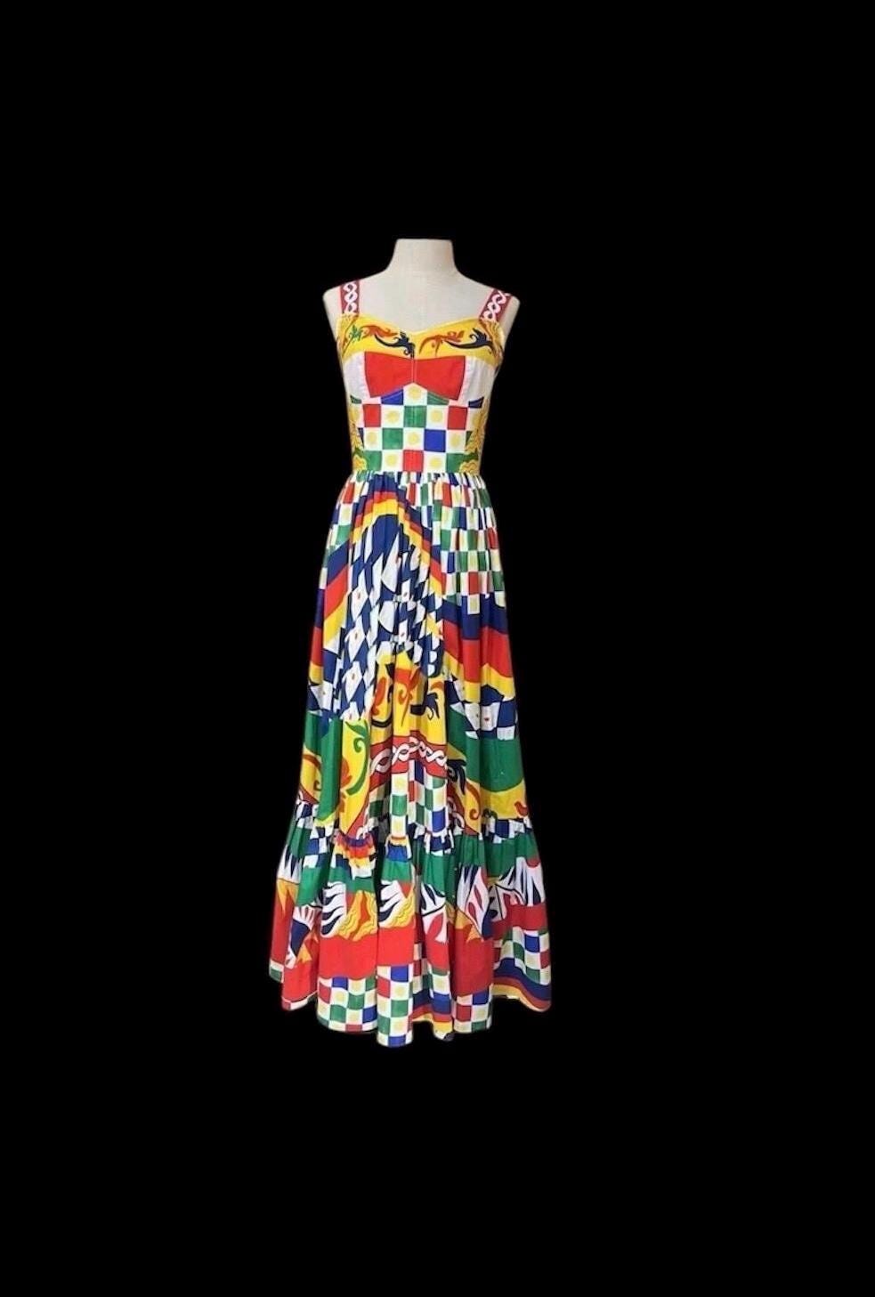 Designer Print Cotton Maxi Dress - Italian Fabric Summer Dress